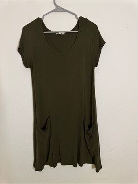 Rolla Coster Olive Short-Sleeve Pocket Tunic Dress